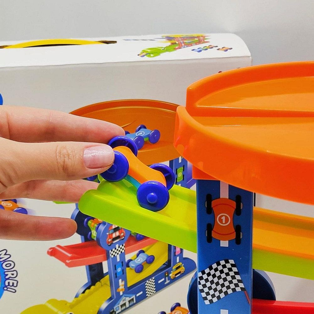 Трек паркінг Крокодил п'ятиповерховий 4 машинки в наборі Жовтий (6843) Чернігів - фото 3