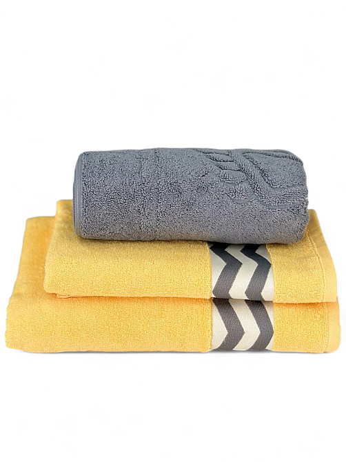 Комплект махровых полотенец с дизайном + коврик для ног Ideal Textile Жовтий Черновцы - изображение 2