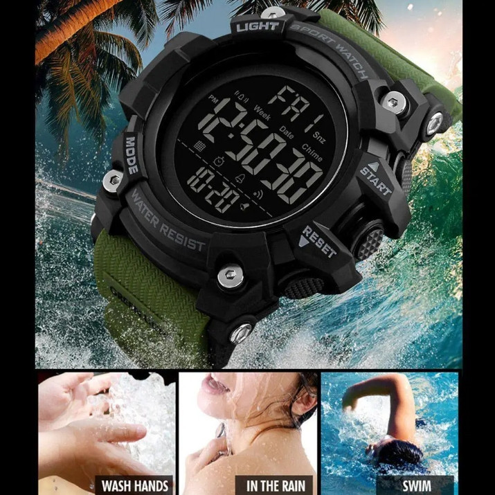 Чоловічий спортивний годинник Skmei 1384 Зелений Київ - фото 4