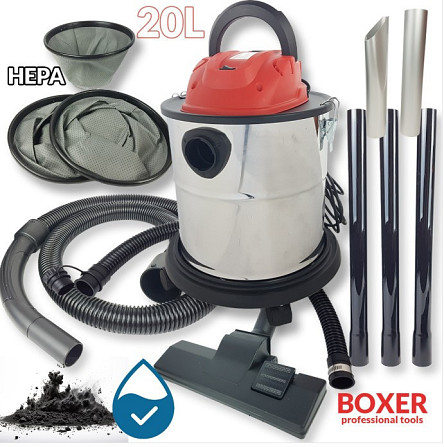 Пылесос BX-112 сухой и влажной уборки с насадкой для золы, 20 л, 2200 Вт, HEPA-фильтры, сталь. Одесса - изображение 2