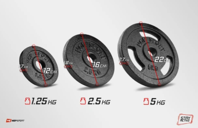 Набор 37 кг W-образный гриф + металлические диски Hop-Sport Strong Киев - изображение 9