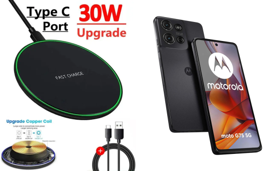 Беспроводное зарядное устройство Copper до 30W для Motorola Moto G75, USB-C, LED Киев