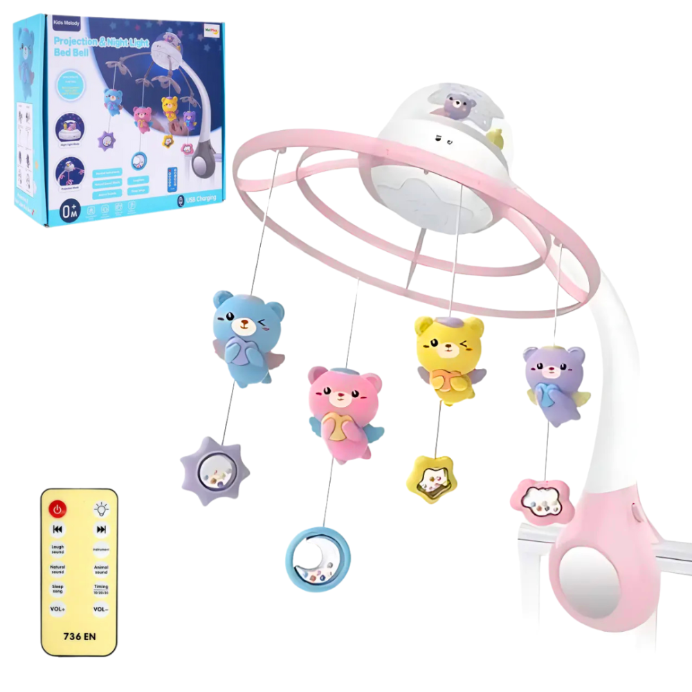 Дитячий музичний мобіль на ліжечко з проектором мобілі для немовлят на 76 мелодій блакитний  для дівчинки Київ - фото 2
