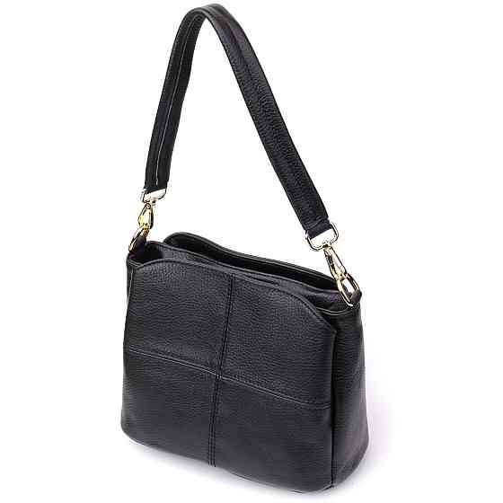 Женская сумка на три отделения из натуральной кожи sale_15122 Vintage Черный Киев