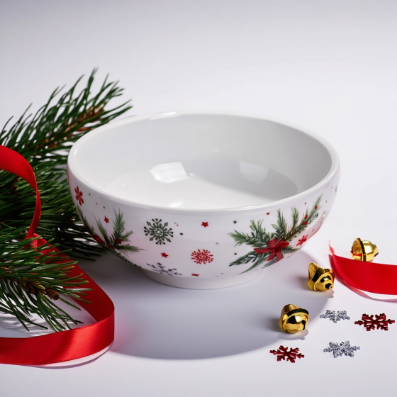 Yiwu Тарілка глибока новорічна 16 см порцелянова з різдвяним декором SG-32-4 Коломия