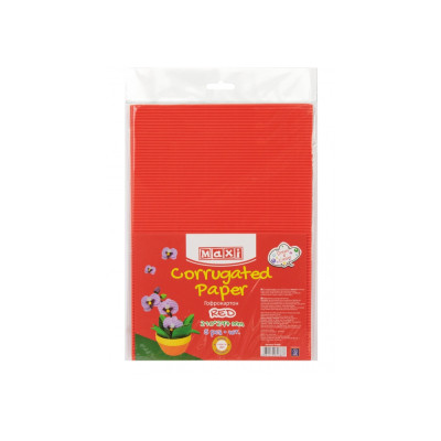 Кольоровий картон Maxi A4 Гофрокартон 21х29,7 см червоний (MX61888) Вінниця - фото 1