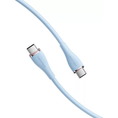 Дата кабель USB-C to USB-C 1.0m USB2.0 100W (20V/5A) Light Blue Silicone Vention (TAWSF) Винница - изображение 7