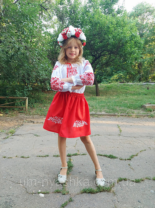 Костюм вишиванка червоний для дівчинки Кривий Ріг - фото 4