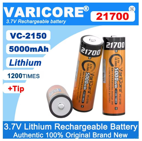 Акумулятор 21700 VariCore VC-2150 5000 mAh 3.7V JT загострений наконечник 25A Вінниця - фото 6
