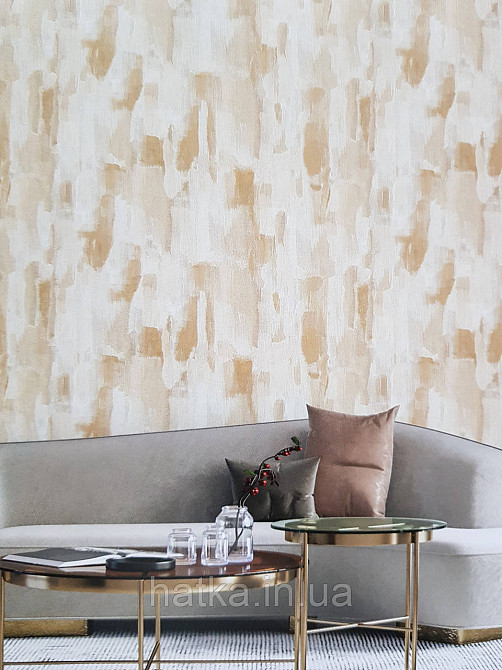 Шпалери вінілові на флізеліні гарячого тиснення DU&KA 1.06х10 вензель основа під штукатурку сірі коричневі Київ - фото 1