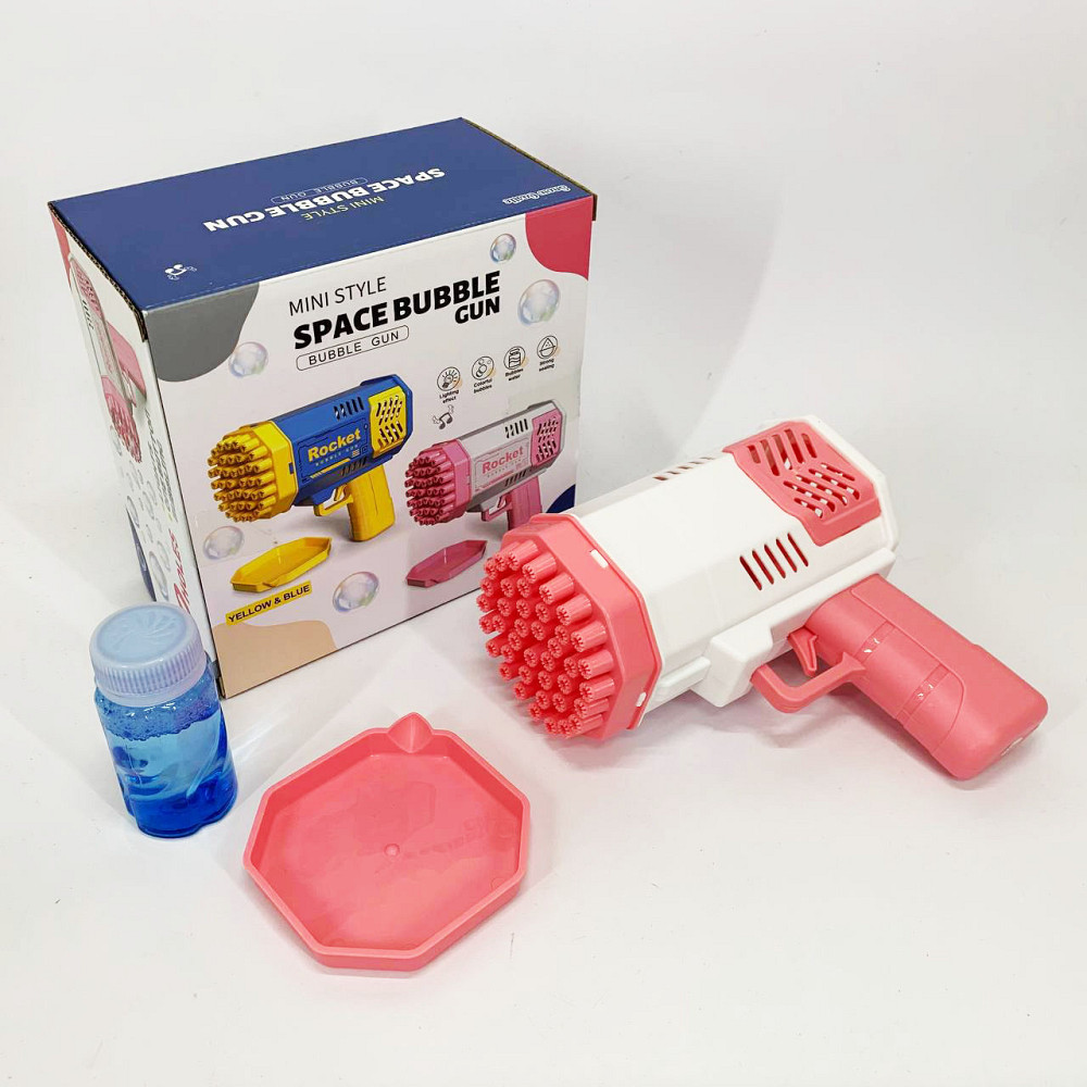Детский пистолет мыльные пузыри Rocket Bubble Gun 15,8 см автоматический. Цвет: розовый JV-42 Львов - изображение 6