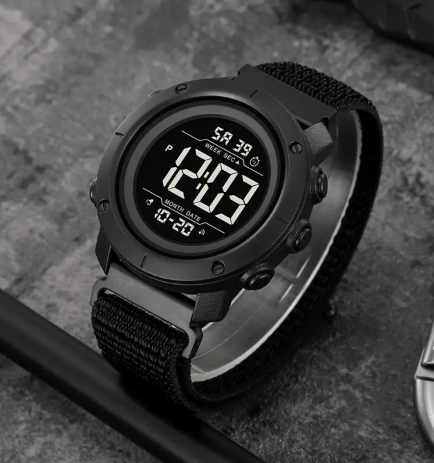 Мужские наручные часы Skmei 2497 с нейлоновым ремешком (Черный с черным) Винница - изображение 6