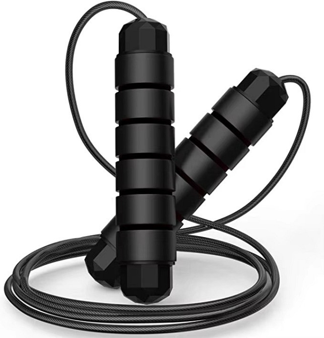 Скакалка, гімнастична, швидкісна для кросфіту з підшибниками, сталевий трос довжина 3 м, чорна Кам'янець-Подільський - фото 2