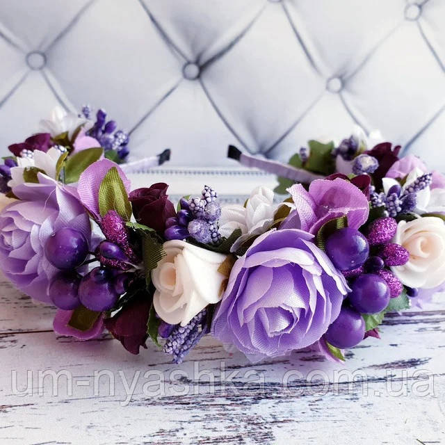 Обруч з трояндочками "Фіолетовий Пишний" Кривий Ріг - фото 1