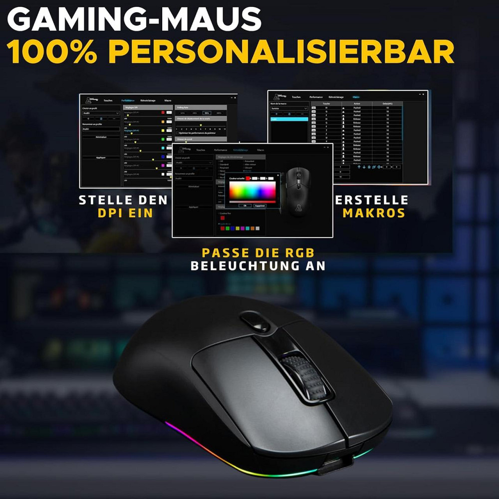 Игровая мышь G-LAB Kult Titanium Pro черная беспроводная 3-в-1 Bluetooth/2.4ГГц/кабель 12000 DPI RGB Киев - изображение 3