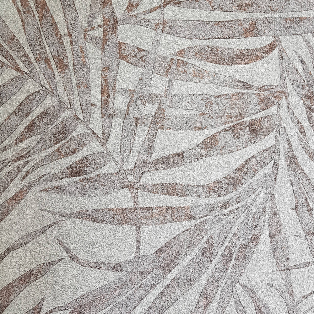 Шпалери вінілові на флізелін Rasch Linares 0.53х10 папороть листя рожеві сірі на білому 617436 Київ - фото 2