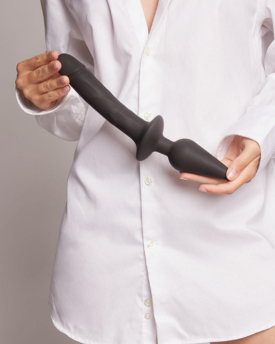Анальная пробка с дилдо 2в1 Strap-On-Me SWITCH PLUG-IN REALISTIC DILDO Black XXL, диаметр 5,2/3,9 см Sex Aura Киев - изображение 6