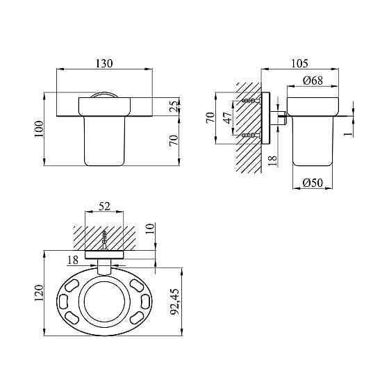 Склянка подвійна з тримачем для зубних щіток Kroner KRM Elbe - ACG2906-1 Київ