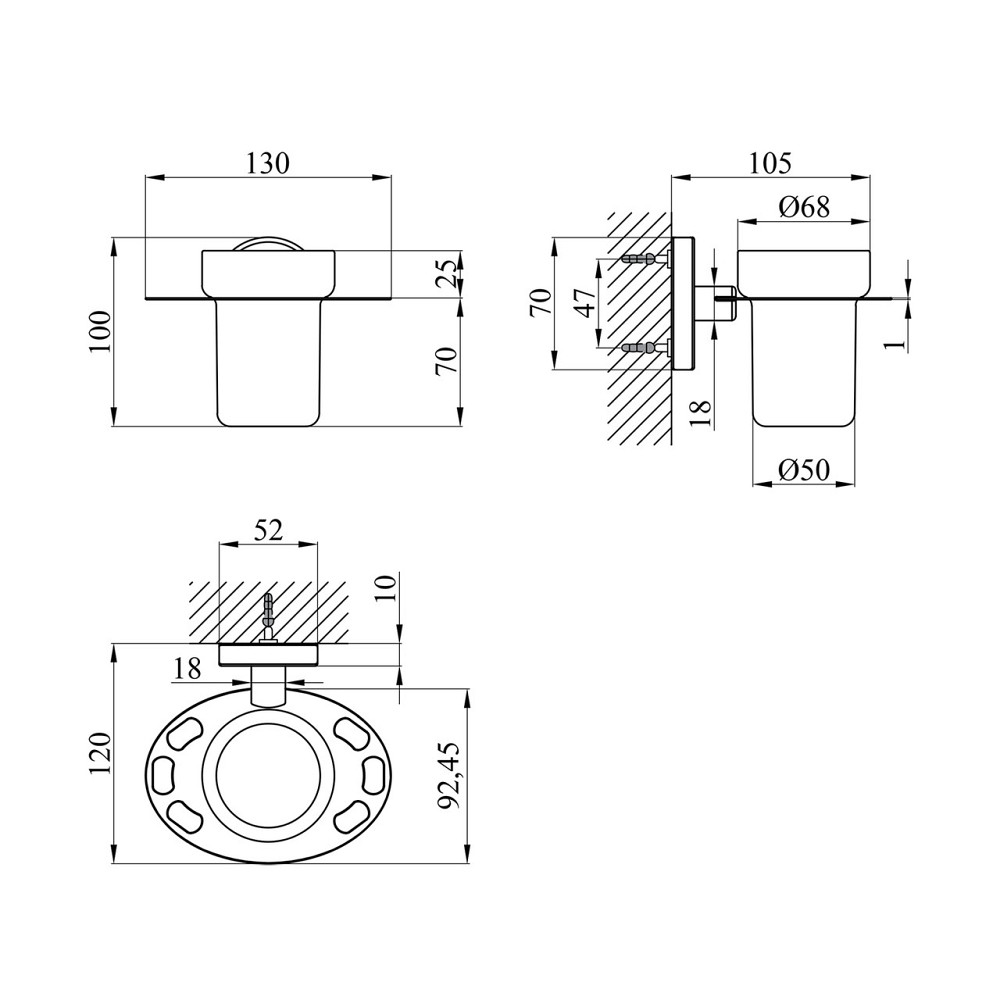 Склянка подвійна з тримачем для зубних щіток Kroner KRM Elbe - ACG2906-1 Київ - фото 2