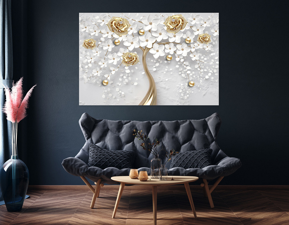 Картина холст в гостиную / спальню  Квіти золоті троянди   MLP_37 40x80 см Киев - изображение 4