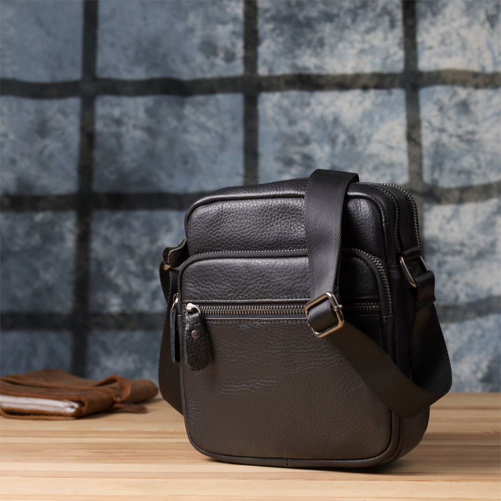 Вместительная мужская сумка на плечо из натуральной кожи Vintage 23022 Черный Киев - изображение 8