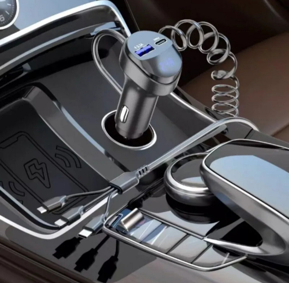 Зарядное устройство для телефона от прикуривателя авто на 2 порта и 3 кабеля Киев - изображение 5