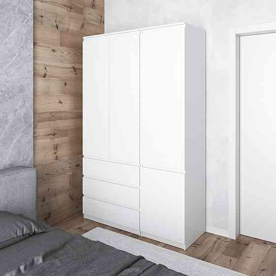Шафа для одягу VAYS в спальню з 3 шухлядами, штангою та полицями, без ручок R9+R22 Білий Львів