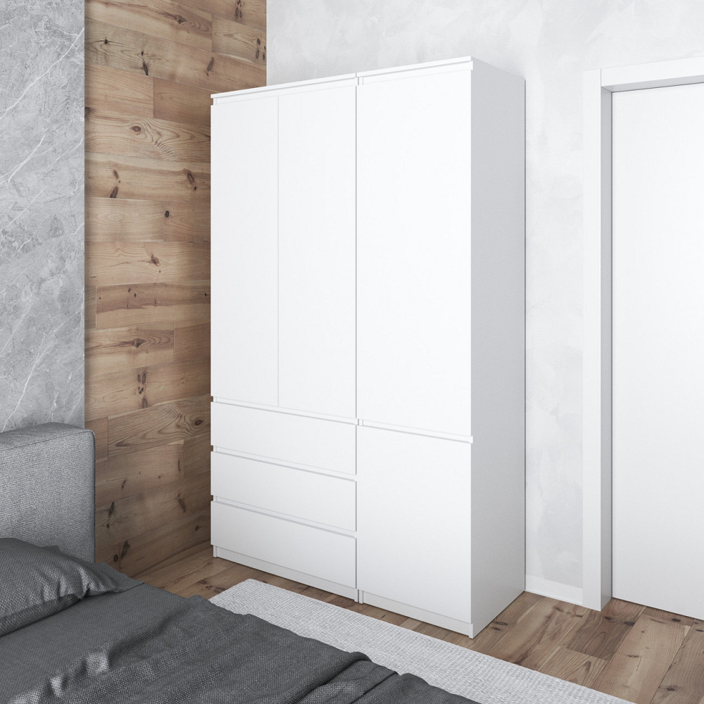 Шафа для одягу VAYS в спальню з 3 шухлядами, штангою та полицями, без ручок R9+R22 Білий Львів - фото 1