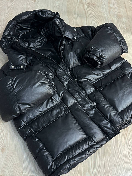 Куртка женская A-N 30046 глянцевая пуффер удлиненная с капюшоном S-M, черный, SM Киев - изображение 3