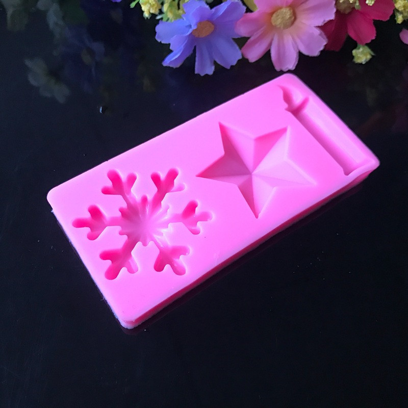 Молд новорічний сніжинка зірка свічка 93 на 45 мм рожевий Київ - фото 7