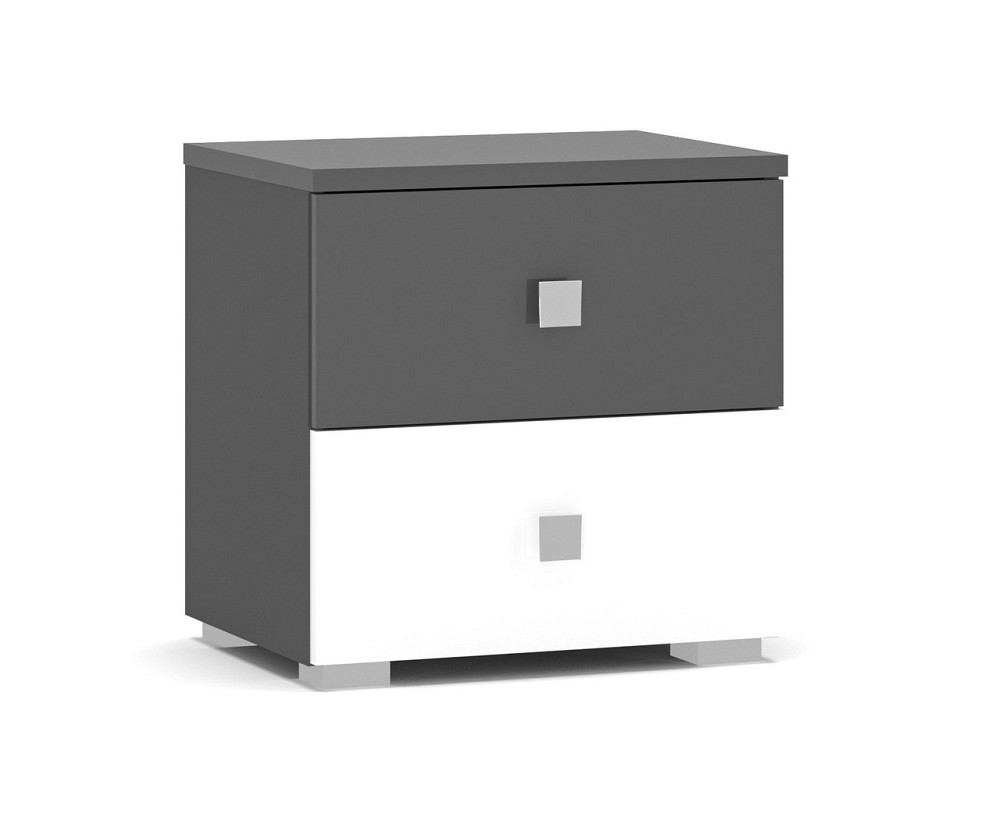 Комплект модульной мебели из ДСП в спальню Лондон шкаф-купе с кроватью комодом тумбой и зеркалом серо-белый Львов - изображение 4