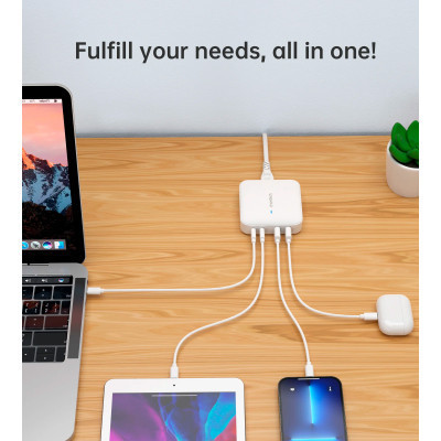 Зарядний пристрій Choetech GaN 2 USB-A / 2 USB-C 100W QC3.0/PD/PPS (PD8008-EU-WH) Вінниця - фото 4