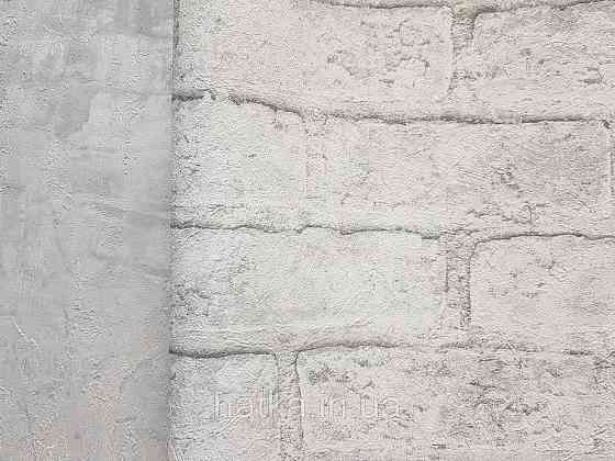 Шпалери вінілові на флізеліні Grandeco Anastasia метрові під цеглу структурні білі сірі Київ