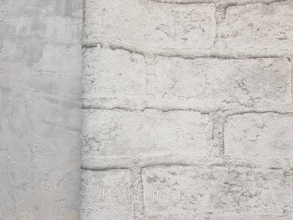 Шпалери вінілові на флізеліні Grandeco Anastasia метрові під цеглу структурні білі сірі Київ - фото 2