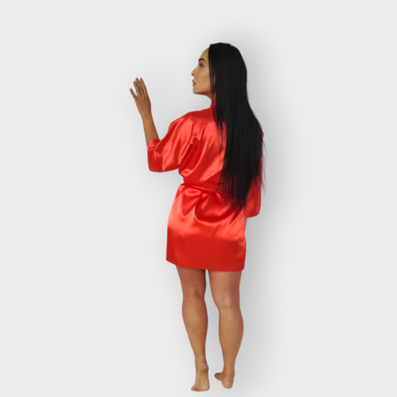 Халат женский атласный под пояс длина 90см Красный XS/S Харьков