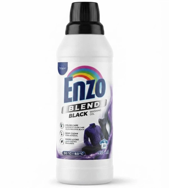 Рідкий засіб для прання DELUXE Enzo Blend Black Gel гель для прання чорної та темної білизни 0.95 л 31 прання Львів - фото 1
