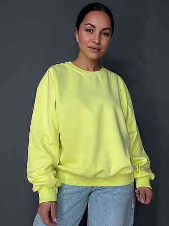 Свитшот женский A-N 30070-1 базовый оверсайз однотонный, желтый, one size Киев