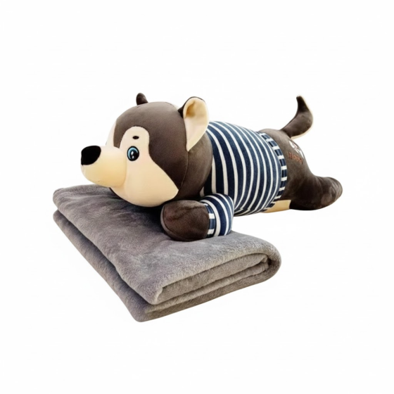 Плед-игрушка подушка 3 в 1 Собака Хаски-матрос (110х150 см) с пледом Коричневый 520-3BR SBR Киев