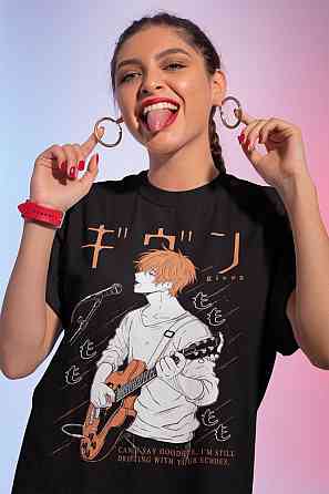 Футболка з аніме принтом Гівен Аніме Сато Мафуйу оверсайз (S/M/L) Чорний AnimeJ0215 Дніпро