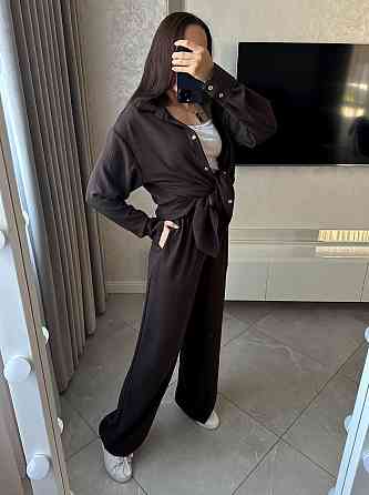 Жіночий базовий костюм-штани: сорочка та штани ролекс Шоколадний, 48/52 Одеса