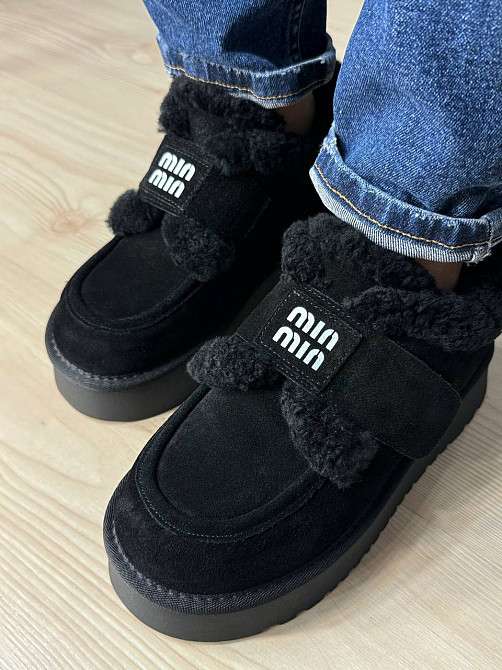 Ботинки женские Hengji 720-1 угги замшевые на меху с липучкой черные, 37, 23,5 см Киев - изображение 13