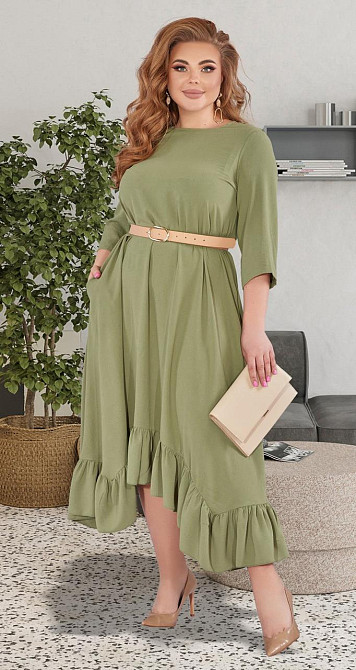 Красивое платье большого размера с оборкой (56) Киев - изображение 1