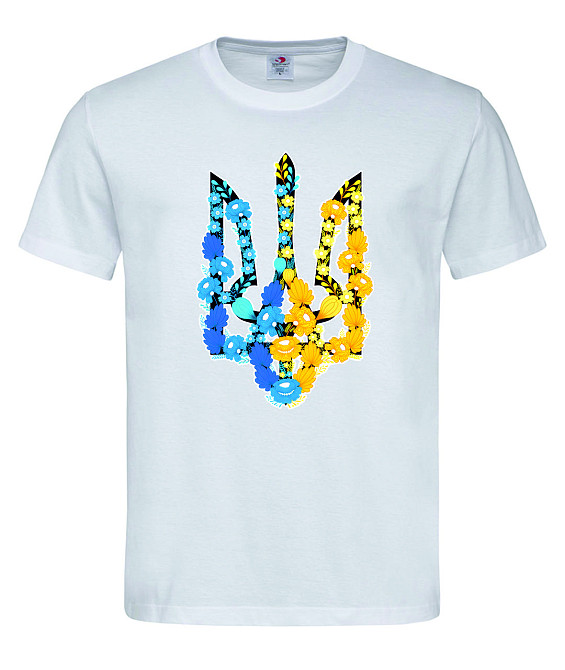 Футболка «Трезуб із квітів — символ України» Білий, XXL Городище - фото 1