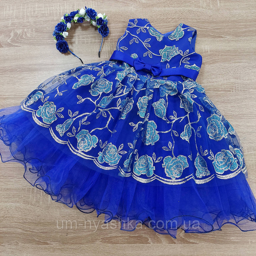 Нарядное синее платье с цветами Кривой Рог - изображение 6
