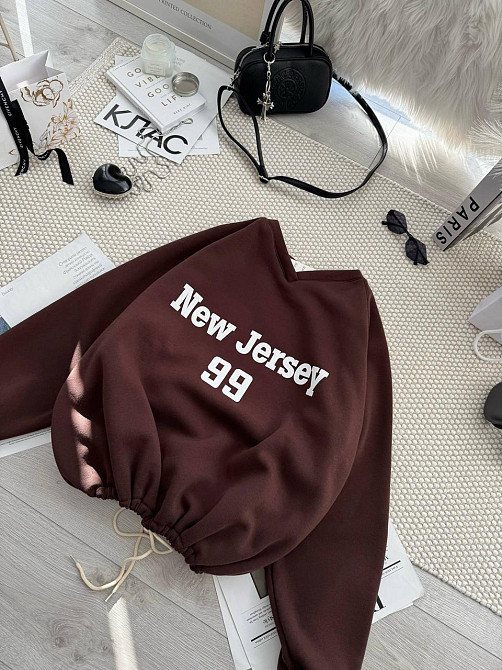 Унисекс базовый стильный свитшот трехнить на флисе Шоколад Одесса - изображение 4