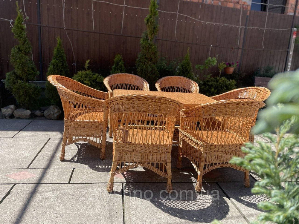 Меблі з лози на 6 людей з великим столом Київ - фото 2