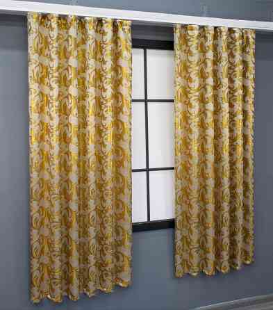 Комплект готовых штор VR-Textil Жаккард Завиток с люрексом № 1645ш Молочный с золотистым 145х170 см 2 шт (35-0266) Киев