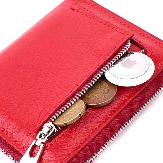 Шкіряний жіночий гаманець на блискавці з металевим логотипом виробника ST Leather 19484 Червоний Київ