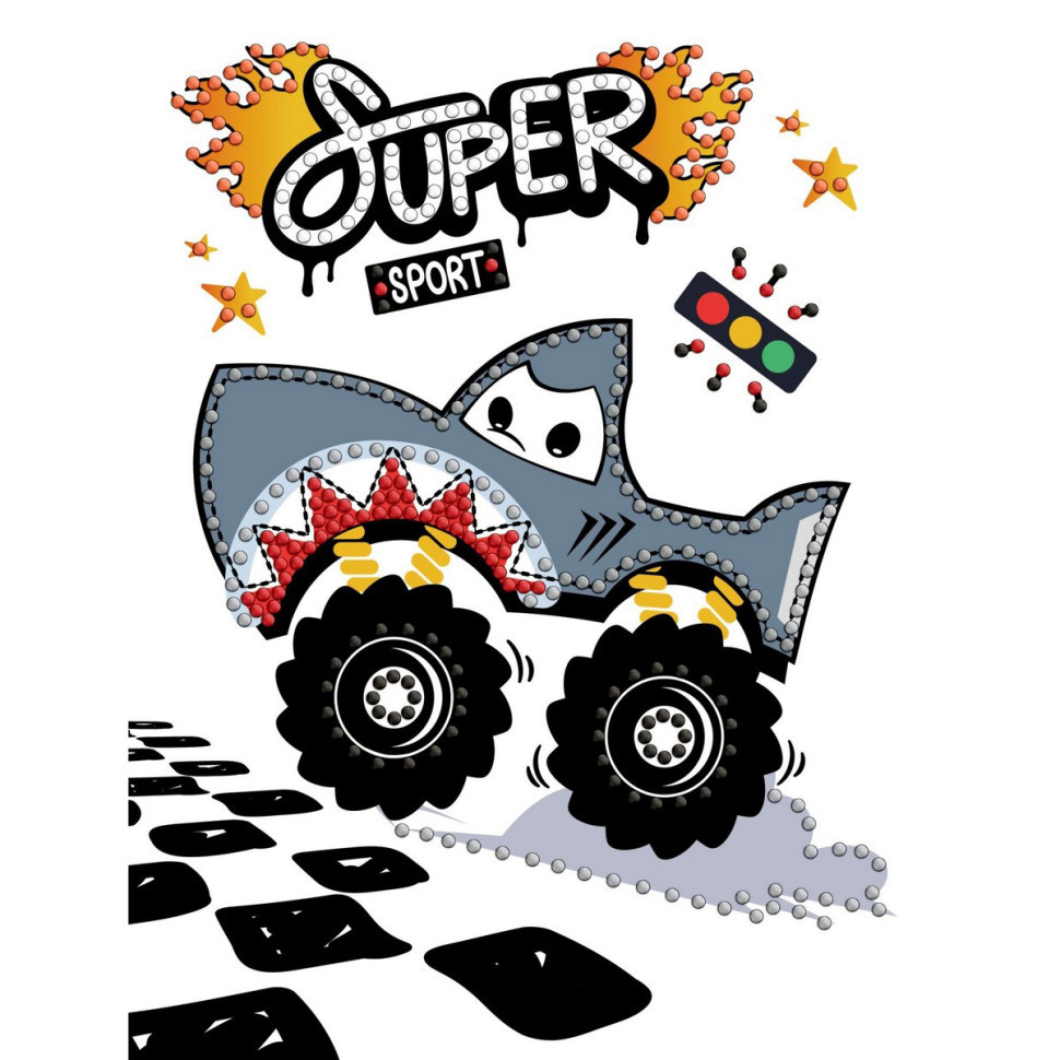 Алмазна мозаїка з частковою викладкою "Машина-акула" AMV1230, 15х20 см Вінниця - фото 1