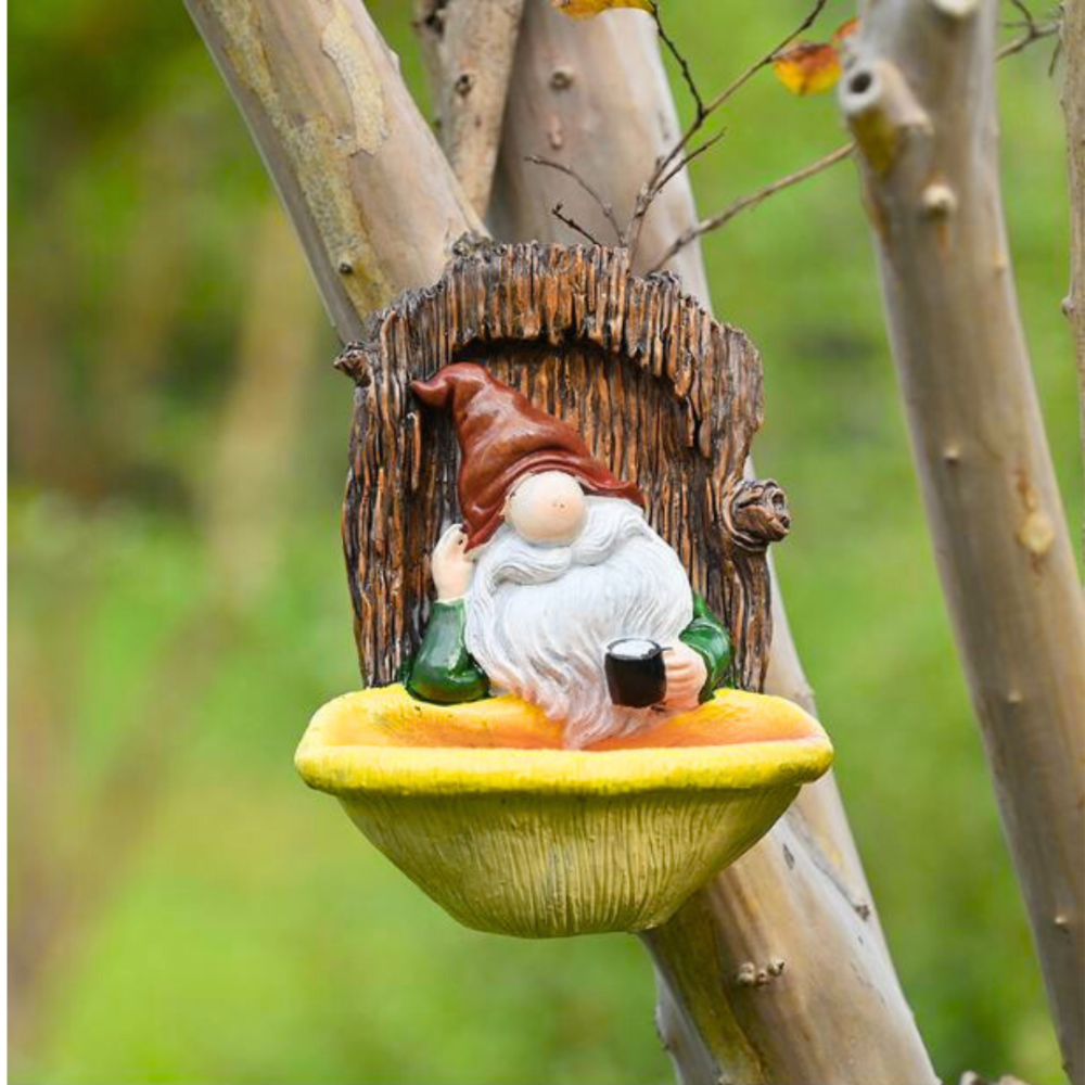 Садова годівниця для птахів Гном із філіжанкою 17 х 13 см Полістоун. Одеса - фото 5